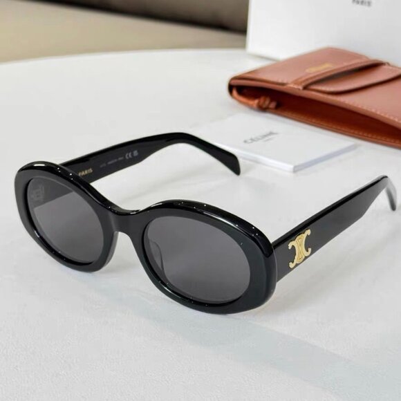 Celine Accessories - Celine Triomphe Oval Black Sunglasses